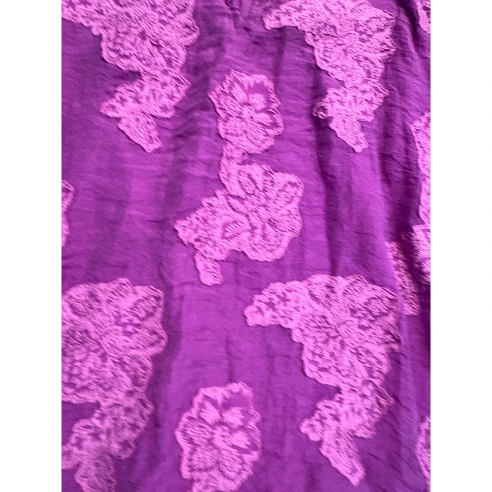 Loft Blouse Womens Small‎ Purple Floral Embroidered Peasant Boho Long Sleeve Top